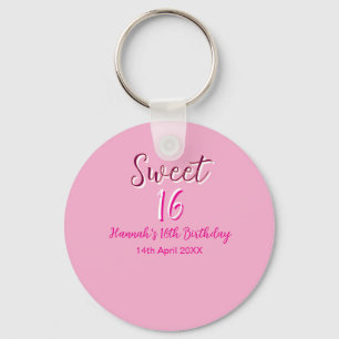 Porte-clés Douze ans rose blanc nom date lettre gras mar