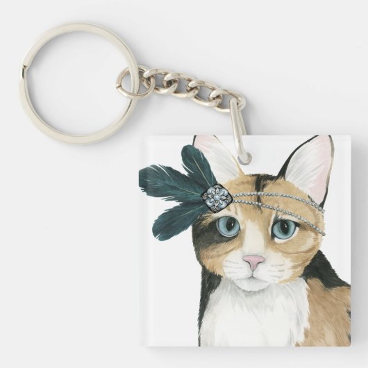 Porte-clés Downton Cat | Bejeweled With Feathers (Devant)