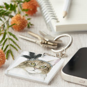 Porte-clés Downton Cat | Orné De Plumes (Devant Droit)