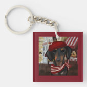 Porte-clés Doxie noire et bronze (Devant)