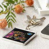 Porte-clés DRAGO, Sapphire Bleu Gem Monogramme (Côté)