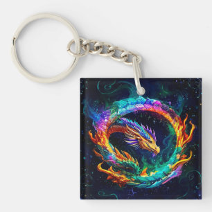 Porte-clés Dragon artistique Ouroboros vibrant symbole