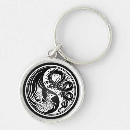 Porte-clés Dragon blanc et noir Phoenix Yin Yang (Devant)