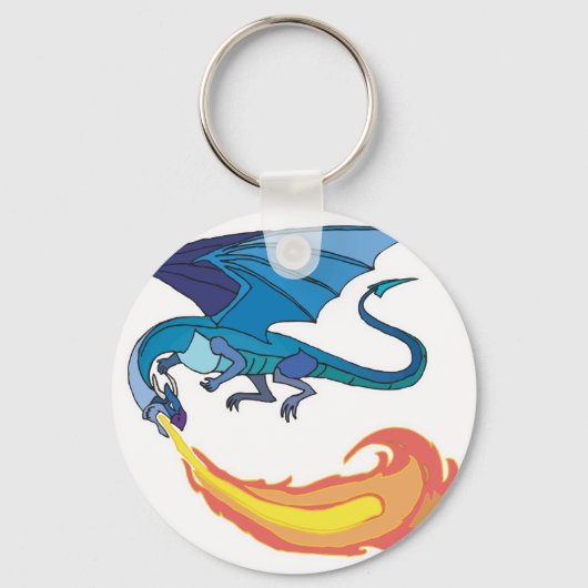 Porte-clés dragon bleu crachant du feu (Recto)