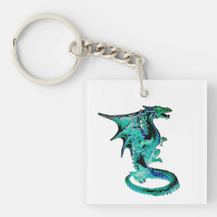 Porte-clés Dragon bleu de mer Océan Fantaisie Créature mythiq
