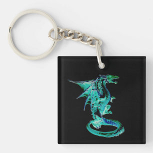 Porte-clés Dragon bleu de mer Océan Fantaisie Créature mythiq