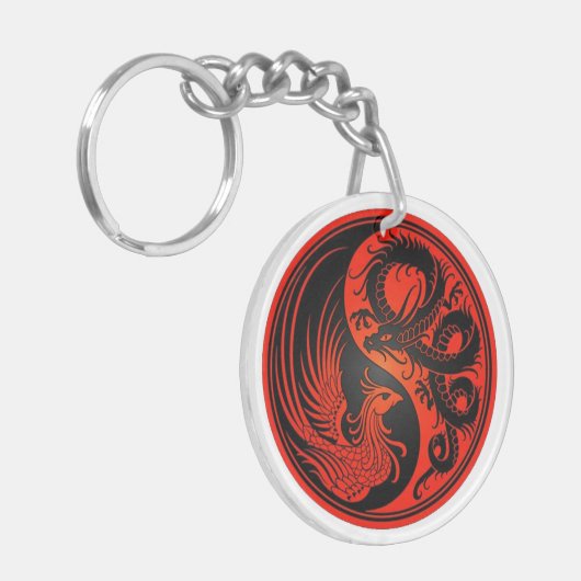 Porte-clés Dragon bleu et rouge avec Phoenix (Devant gauche)