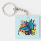 Porte-clés Dragon Blue Butterfly Flowers logo d'entreprise (Devant)