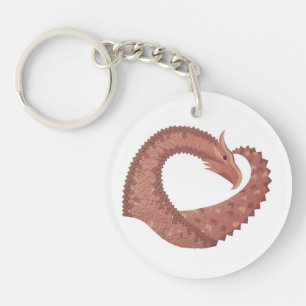 Porte-clés Dragon cardiaque Brown en blanc