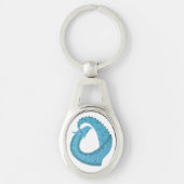 Porte-clés Dragon cardiaque turquoise en blanc (Devant)