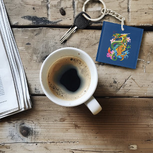 Porte-clés Dragon chinois vert Koi