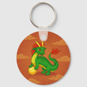 Porte-clés Dragon Chinois Vert sur Rouge (Verso)