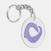 Porte-clés dragon coeur pervenche sur fond blanc (Devant gauche)