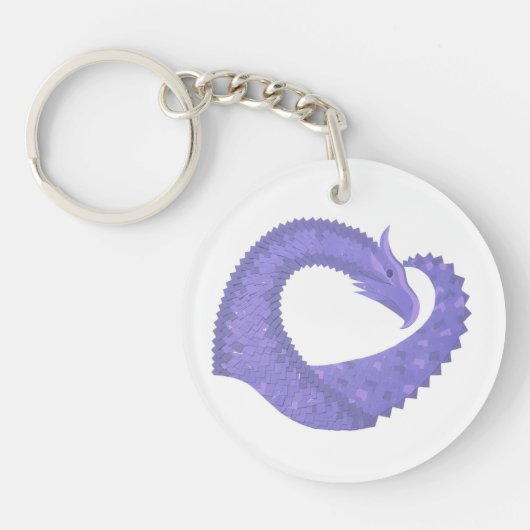 Porte-clés dragon coeur pervenche sur fond blanc (Devant)