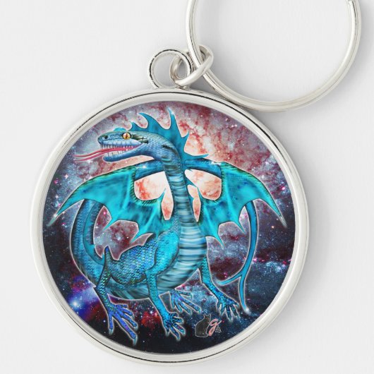 Porte-clés Dragon cosmique Turquoise (Devant)
