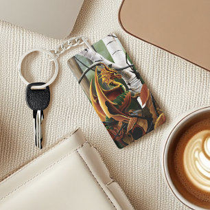 Porte-clés Dragon d'automne Imaginaire vert orange