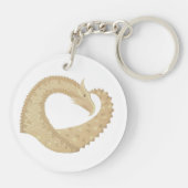Porte-clés Dragon de coeur de grès sur blanc (Dos)