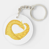 Porte-clés Dragon de coeur jaune sur blanc (Dos)