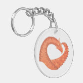 Porte-clés Dragon de coeur orange sur blanc (Devant gauche)