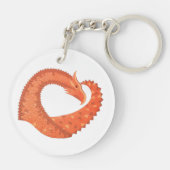 Porte-clés Dragon de coeur orange sur blanc (Dos)