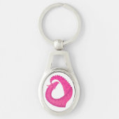 Porte-clés Dragon de coeur rose chaud sur blanc (Devant)