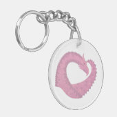 Porte-clés Dragon de coeur rose sur blanc (Devant gauche)