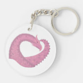 Porte-clés Dragon de coeur rose sur blanc (Dos)