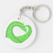 Porte-clés Dragon de coeur vert citron blanc (Dos)