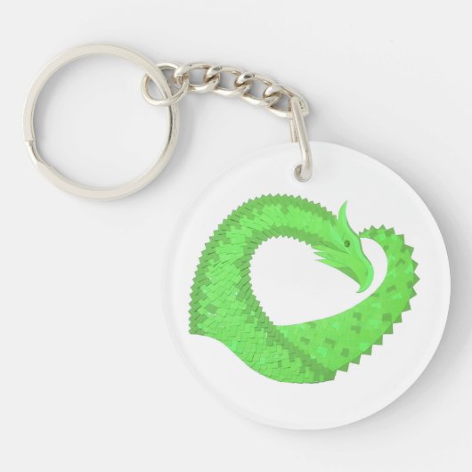 Porte-clés Dragon de coeur vert citron blanc (Devant)