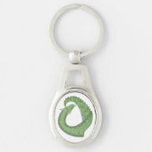 Porte-clés Dragon de coeur vert olive blanc (Devant)
