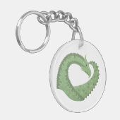 Porte-clés Dragon de coeur vert olive blanc (Devant gauche)