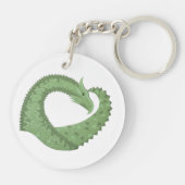 Porte-clés Dragon de coeur vert olive blanc (Dos)