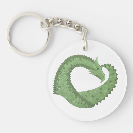 Porte-clés Dragon de coeur vert olive blanc (Devant)