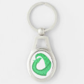 Porte-clés Dragon de coeur vert sur blanc (Devant)