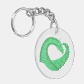 Porte-clés Dragon de coeur vert sur blanc (Devant gauche)