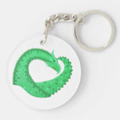 Porte-clés Dragon de coeur vert sur blanc (Dos)