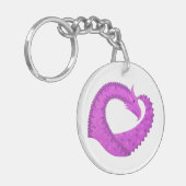 Porte-clés Dragon de coeur violet clair sur blanc (Devant gauche)