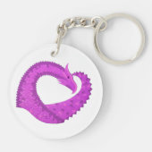 Porte-clés Dragon de coeur violet clair sur blanc (Dos)