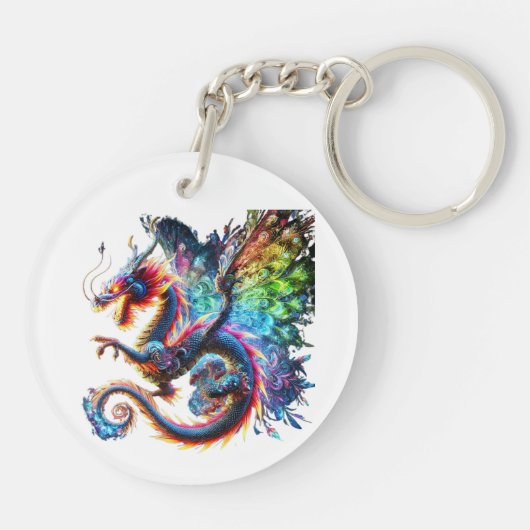 Porte-clés Dragon de feu coloré (Dos)