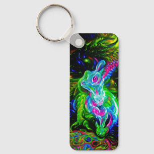 Porte-clés Dragon de lapin psychédélique à Neon Imaginaire