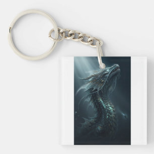 Porte-clés Dragon de mer à écaille dorée majestueux - Guar de