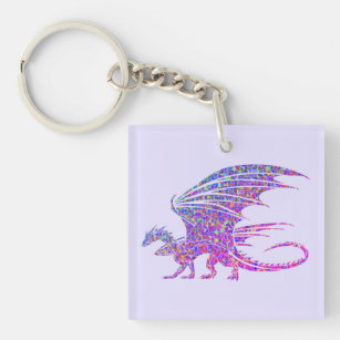 Porte-clés Dragon de mosaïque Extraordinaire violet