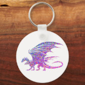 Porte-clés Dragon de mosaïque violet Extraordinaire sur blanc (Recto)