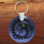 Porte-clés DRAGON DE NAGE, noir, aquamarine bleue, topaz (Recto)