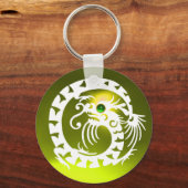 Porte-clés DRAGON DE NAKE, blanc, émeraude verte, topaz jaune (Recto)