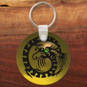 Porte-clés DRAGON DE NAKE, noir, émeraude verte, topaz jaune (Recto)