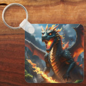 Porte-clés Dragon de respiration par le feu effrayant, (Recto)