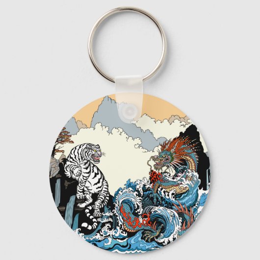 Porte-clés Dragon et Tigre Blanc. Illustration par Insima (Recto)