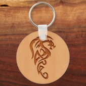 Porte-clés Dragon gravé sur bois (Recto)