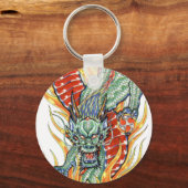 Porte-clés Dragon japonais et fleurs de Lotus (Recto)